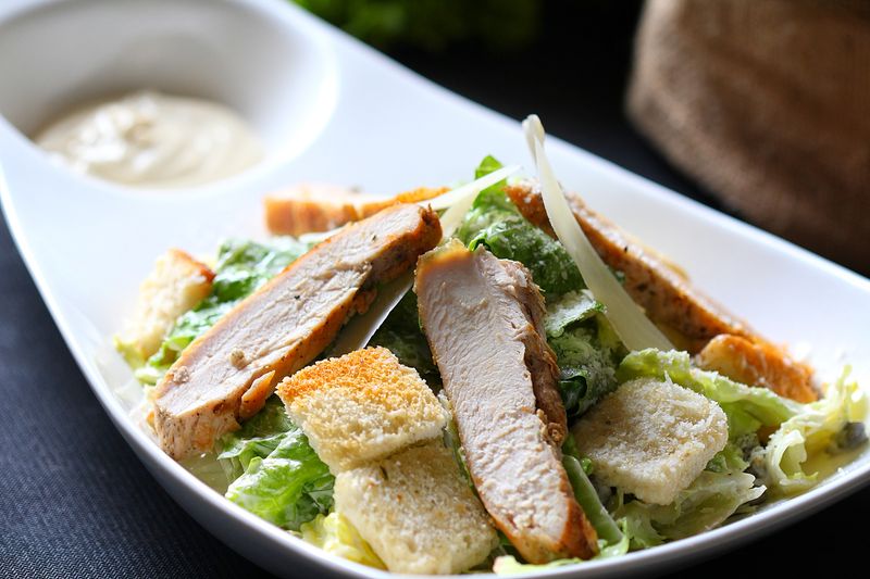 Caesar side salad with romaine lettuce and parmesan